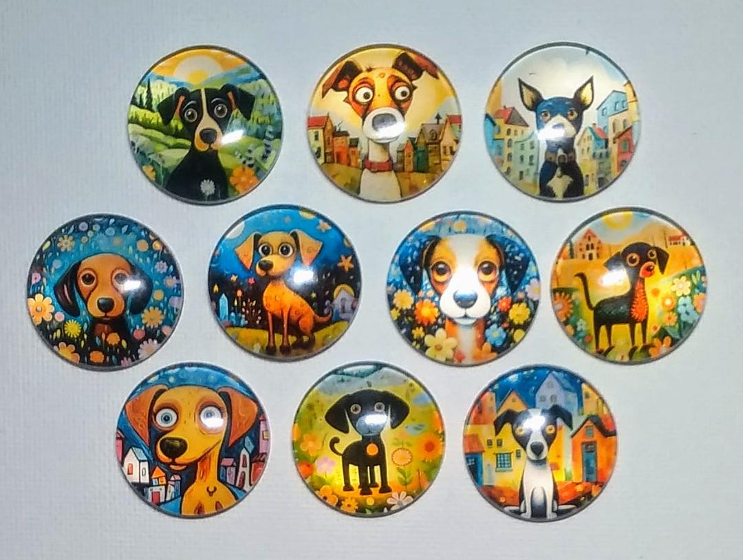 DOG HUMOR Magnet Set of 10 One Inch Round Glass Dome - Etsy