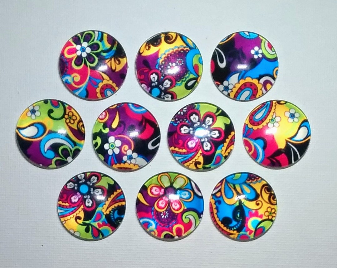 70s VIBE OP Art Rainbows Magnet Set of 10 One Inch Round Glass Dome ...