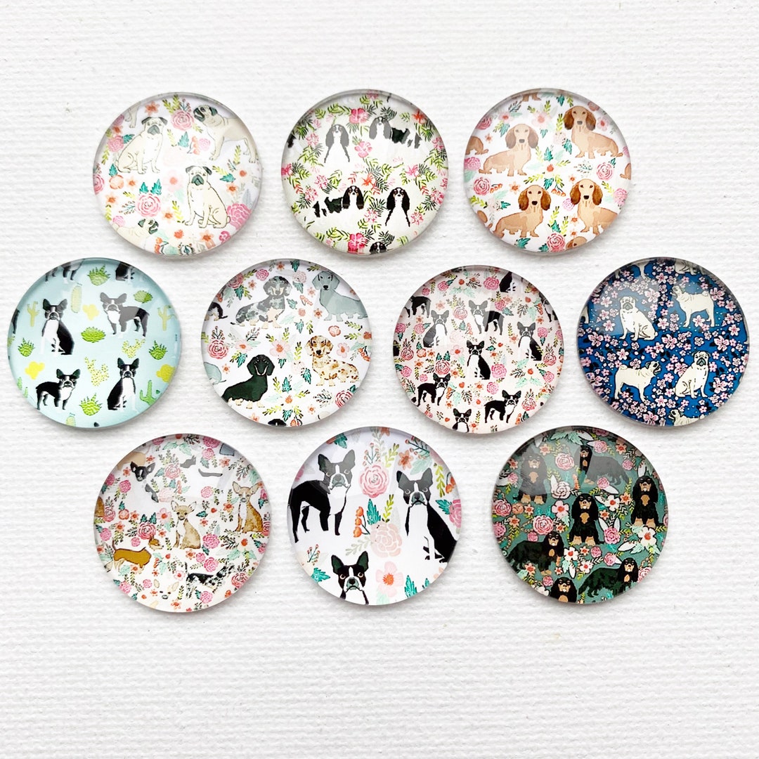 DOG COLLAGE Magnet Set of Ten One Inch Round Glass Dome - Etsy