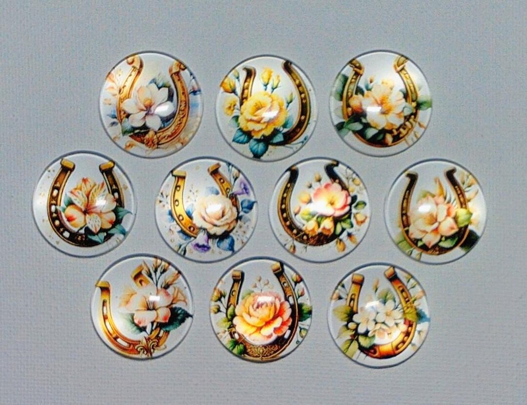 HORSESHOE FLORAL MAGNET Set of 10 One Inch Round Glass Dome - Etsy