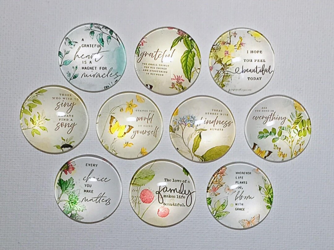POSITIVE AFFIRMATIONS Magnet Set of 10 One Inch Round Glass Dome - Etsy