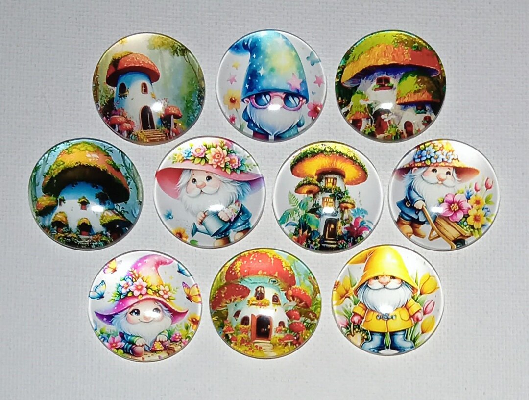 ELVES GNOME HOMES Magnet Set of 10 One Inch Round Glass Dome - Etsy