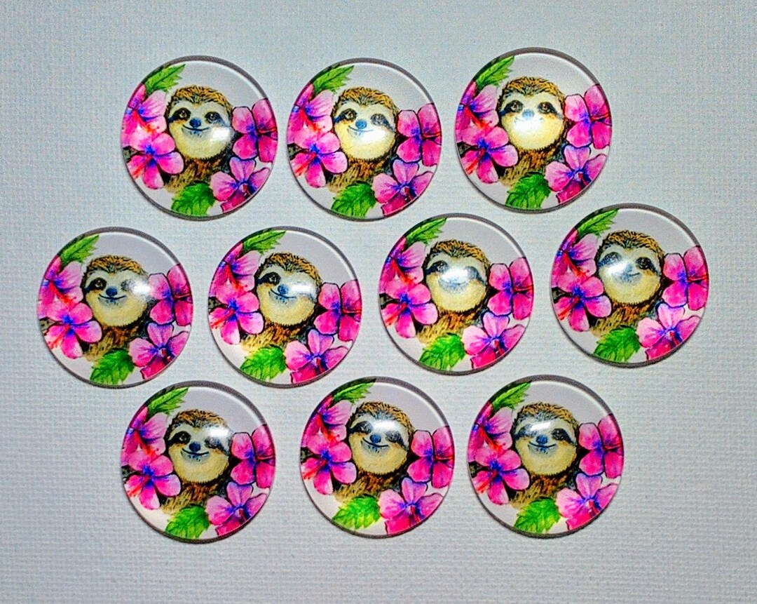 SLOTH Magnets Set of 10 One Inch Round Glass Dome *ALL Same Design* - Etsy