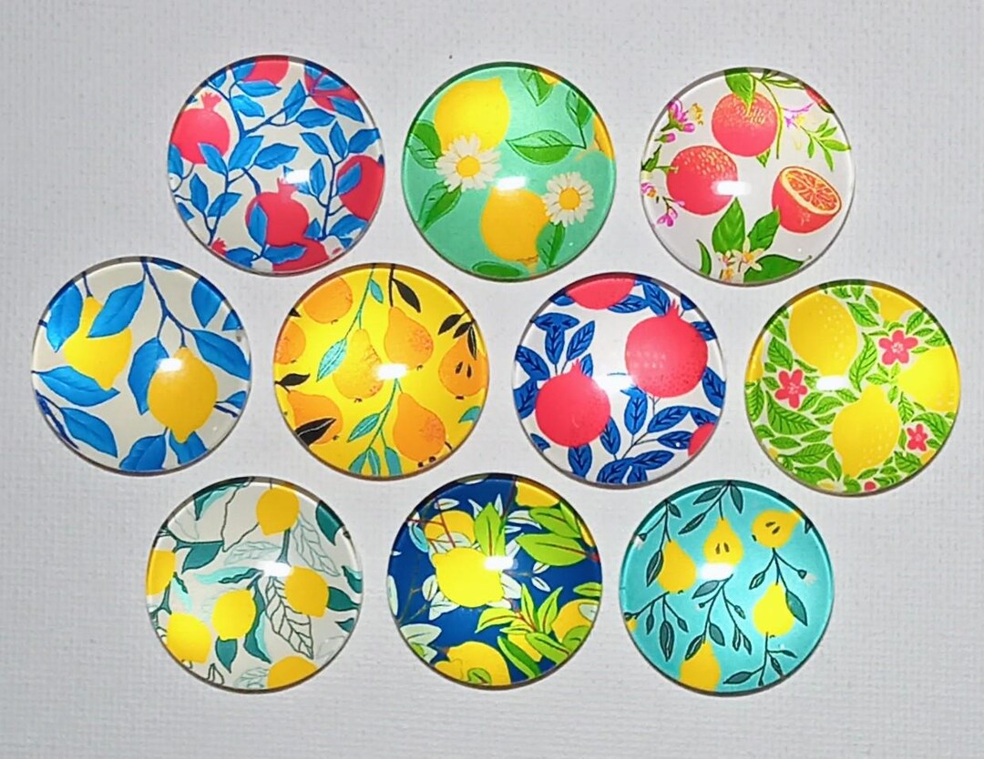 FRUITS MAGNETS Set of 10 One Inch Round Glass Dome - Etsy