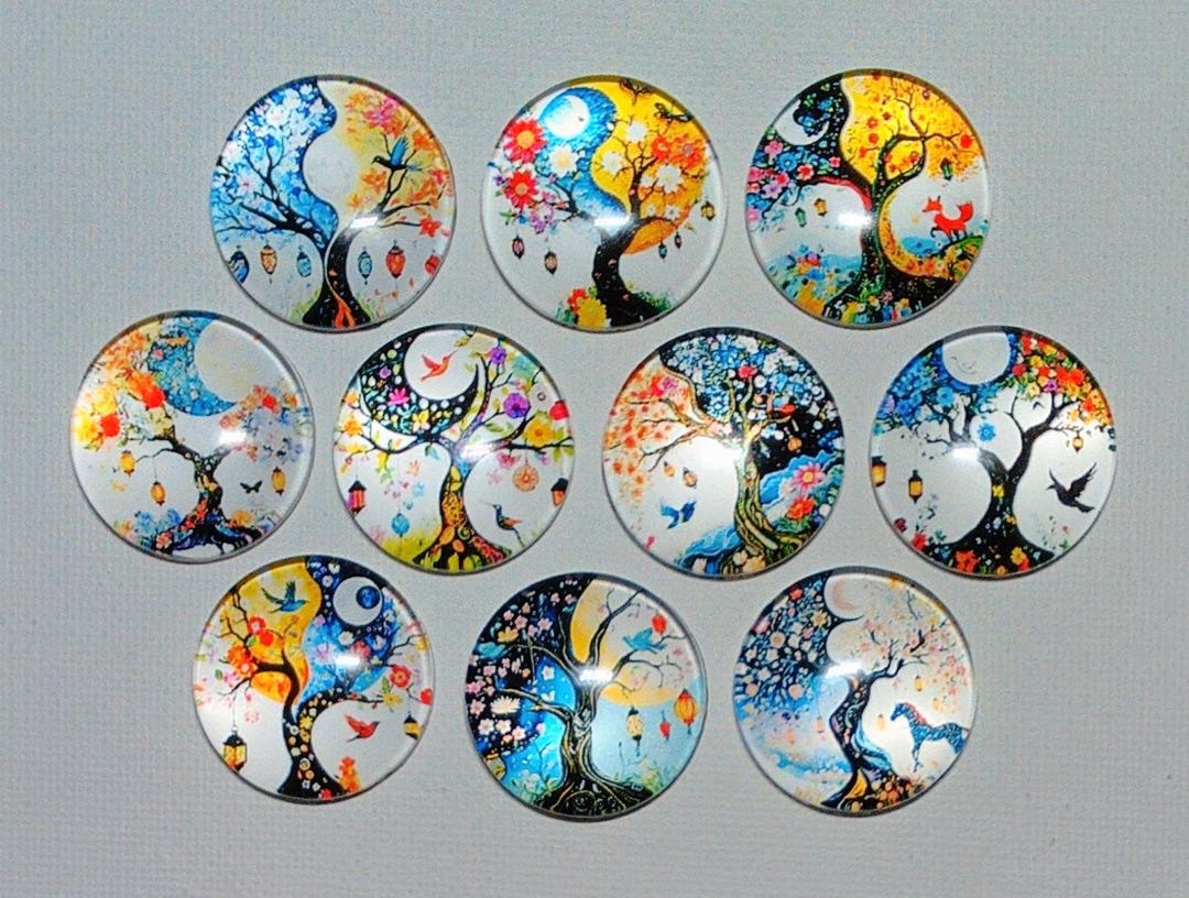 FANTASY TREE MOON Magnet Set of 10 One Inch Round Glass Dome - Etsy