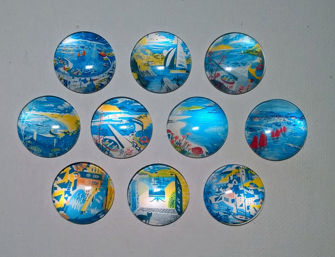 CONTEMPORARY LANDSCAPE MAGNETS Set of 10 One Inch Round Glass Dome - Etsy