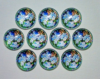 BLUE HYDRANGEA LOVER Magnets Set of 10 One Inch Round Glass Dome *All SaME DeSIGN* Gift Mom Relative Friend Birthday HYDRaNGEA-LiKE FLoWERS