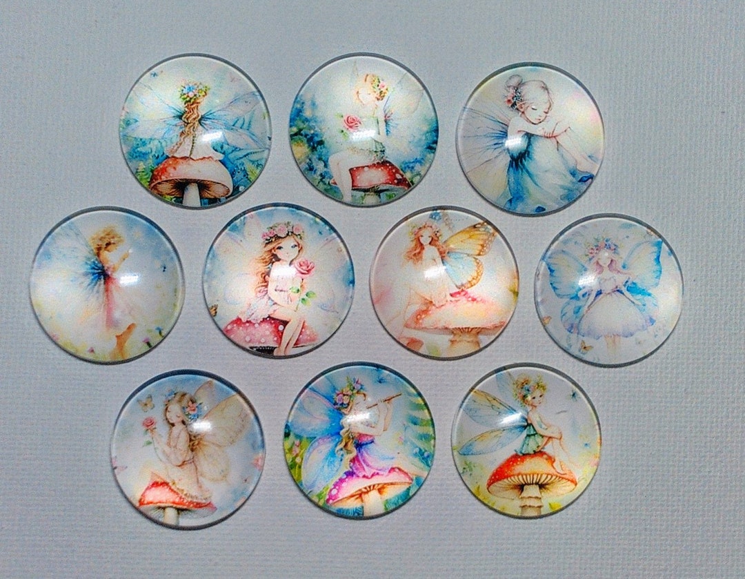 FAIRY Girls Magnet Set of 10 One Inch Round Glass Dome *soft Images* - Etsy