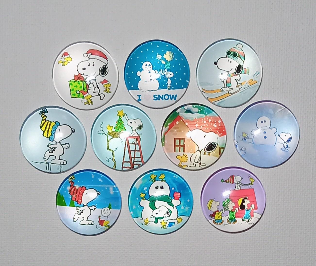 SNOOPY CARTOON Magnet Set of 10 One Inch Round Glass Dome - Etsy