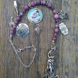 WINE GODDESS CAR Charm Jewelry Wine Diva Auto Rear View Mirror Bead Charm SunCatcher House Jewelry Birthday *Drinks Well With Others*