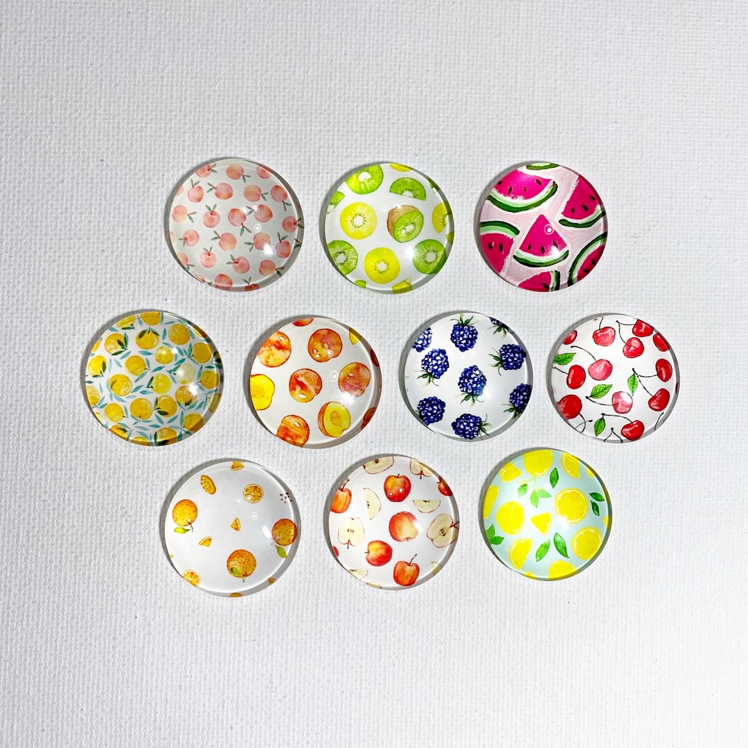 FRUITS MAGNETS Set of 10 One Inch Round Glass Dome - Etsy