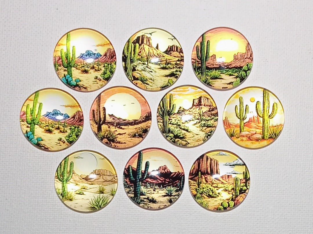 DESERT CACTUS SCENERY Magnet Set of 10 One Inch Round Glass Dome - Etsy