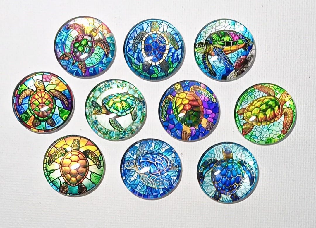 SEA TURTLES Magnets Set of 10 One Inch Round Glass Dome - Etsy