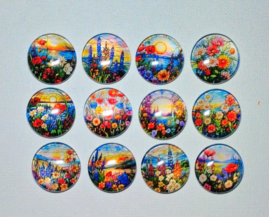 WILDFLOWERS MAGNET Set of Twelve One Inch Round Glass Dome - Etsy