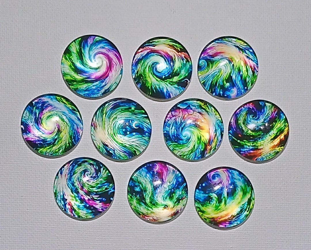 RAINBOW COSMIC SWIRLS Magnets Set of 10 One Inch Round Glass Dome - Etsy