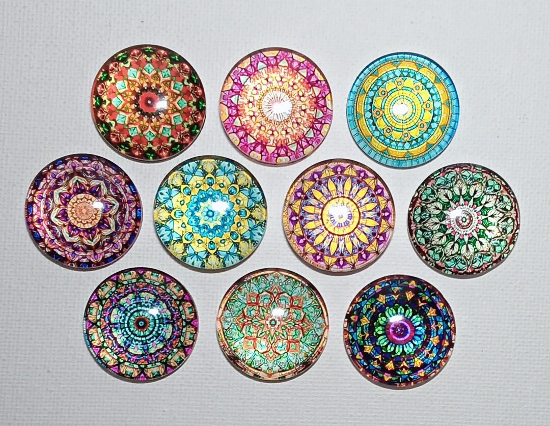 ORNATE MANDALAS Magnets Set of 10 One Inch Round Glass Dome - Etsy