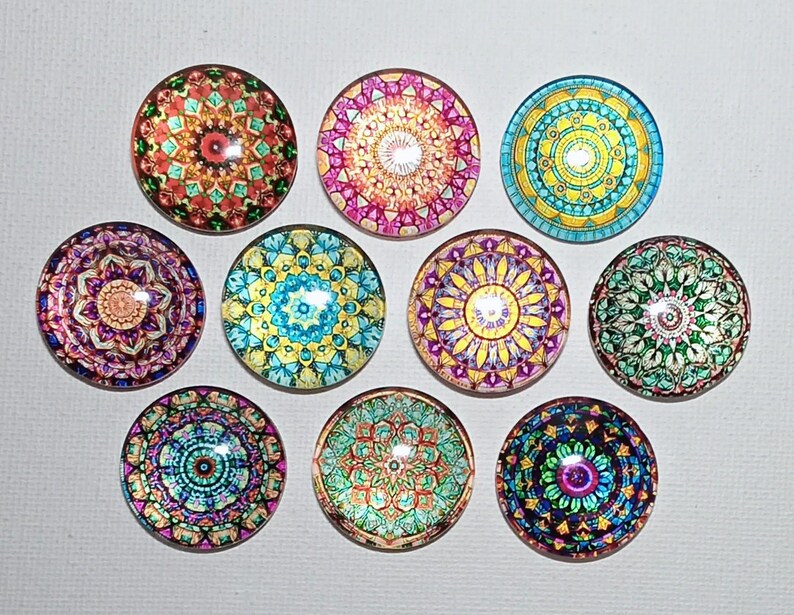 ORNATE MANDALAS Magnets Set of 10 One Inch Round Glass Dome - Etsy