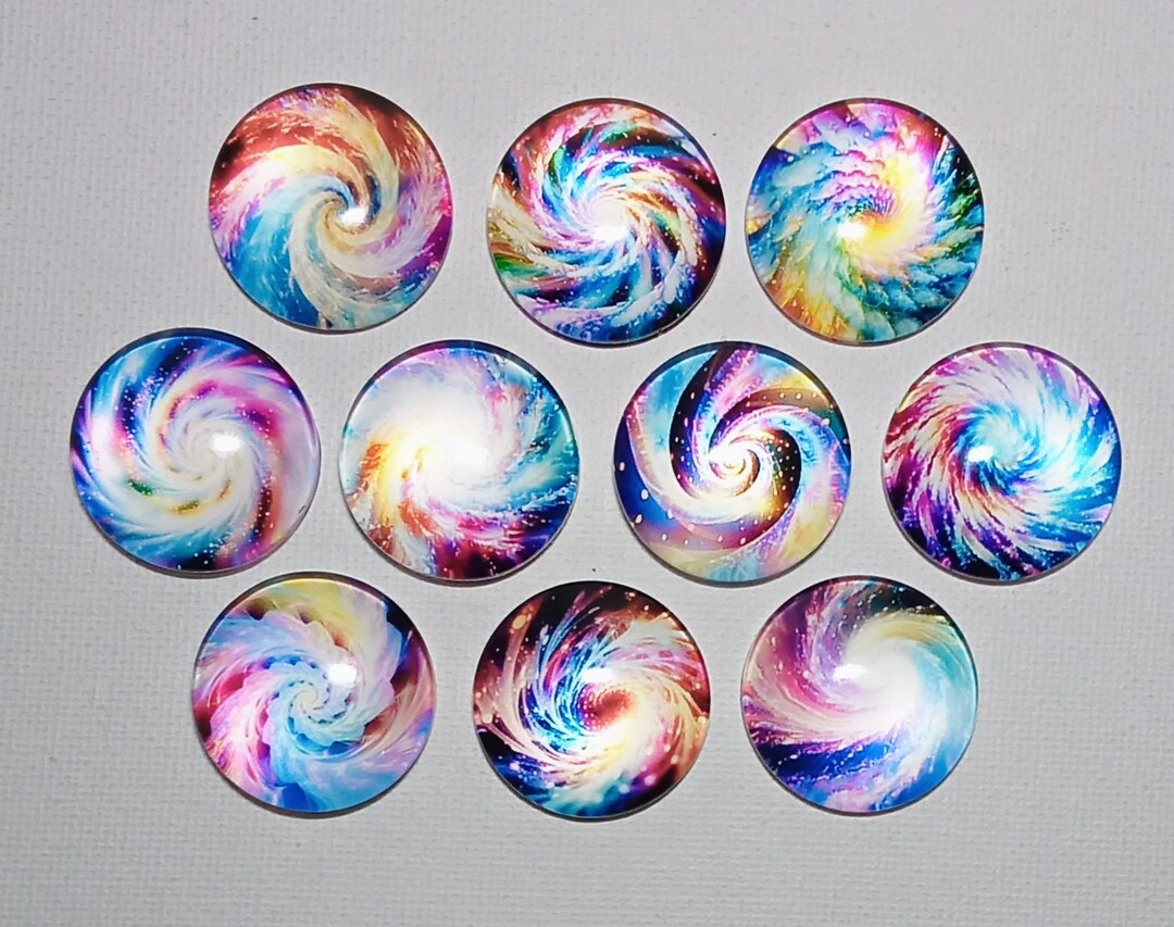 COLORFUL COSMIC SWIRLS Magnets Set of 10 One Inch Round Glass Dome - Etsy