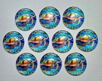 SEA TURTLES Magnets Set of 10 One Inch Round Glass Dome Gift Ocean Life Sea Turtle Lover Birthday Beach House Friend *ALL SaME DeSIGN*