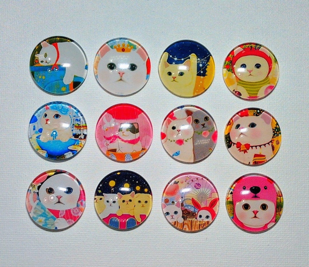 CATS Magnets Set of 12 One Inch Round Glass Dome - Etsy