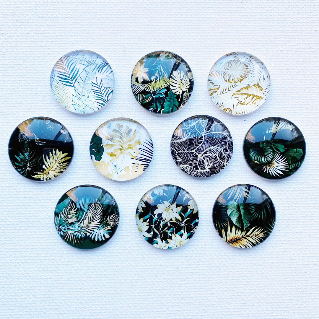 BLACK GOLD PALM Magnets Set of 10 One Inch Round Glass Dome - Etsy