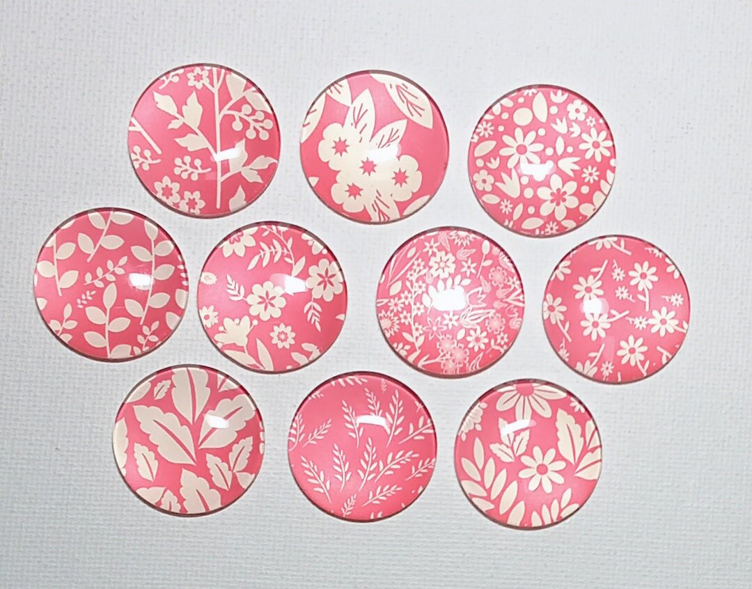 FLORAL LIGHT RED Magnet Set of 10 One Inch Round Glass Dome - Etsy