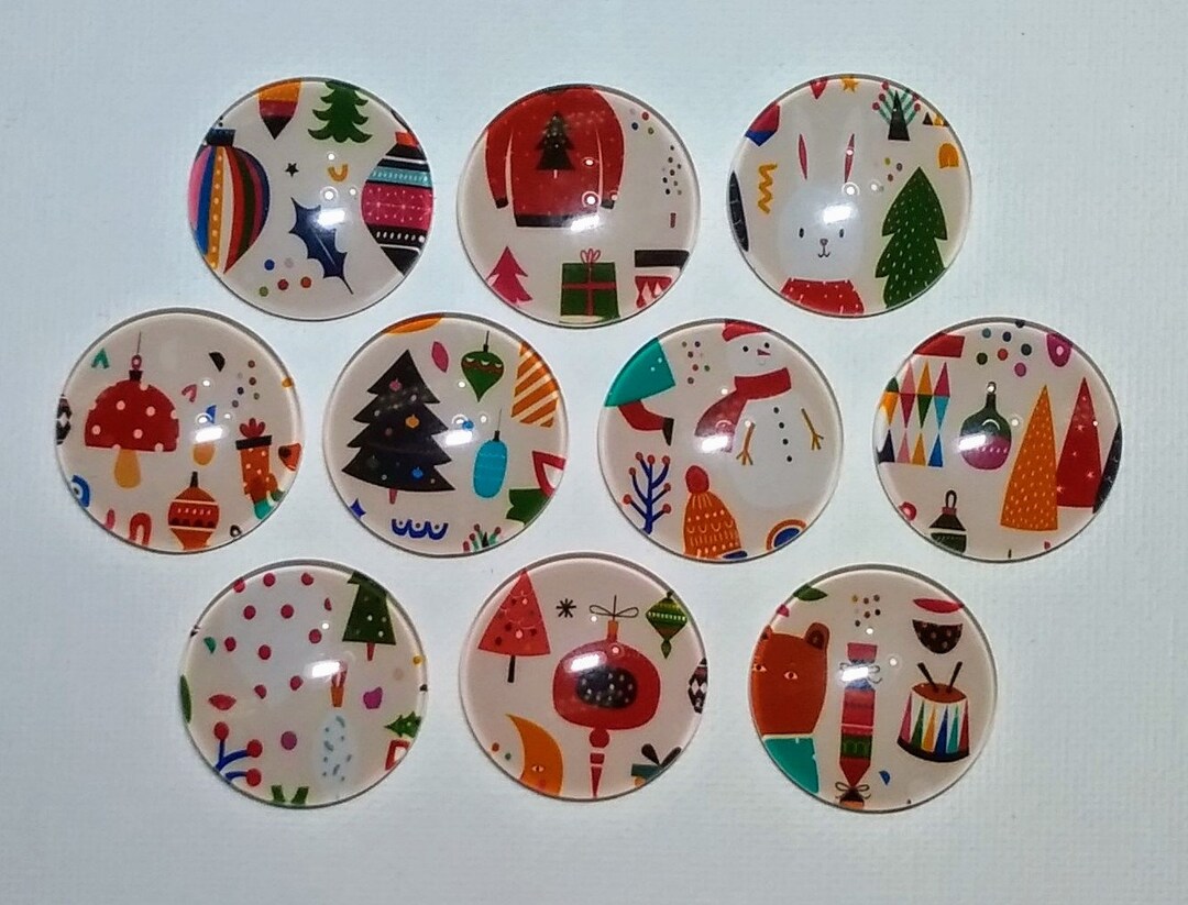 HOLIDAY Magnet Set of Ten One Inch Round Glass Dome - Etsy