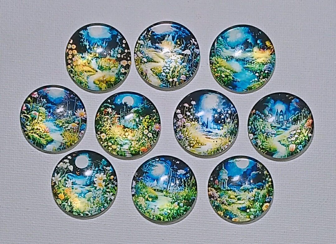 NIGHT FANTASY Magnets Set of 10 One Inch Round Glass Dome - Etsy