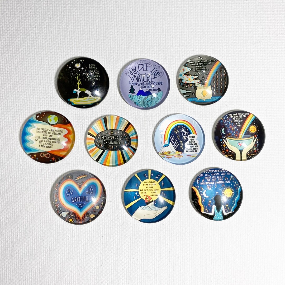 POSITIVE AFFIRMATIONS Magnet Set of 10 One Inch Round Glass Dome - Etsy