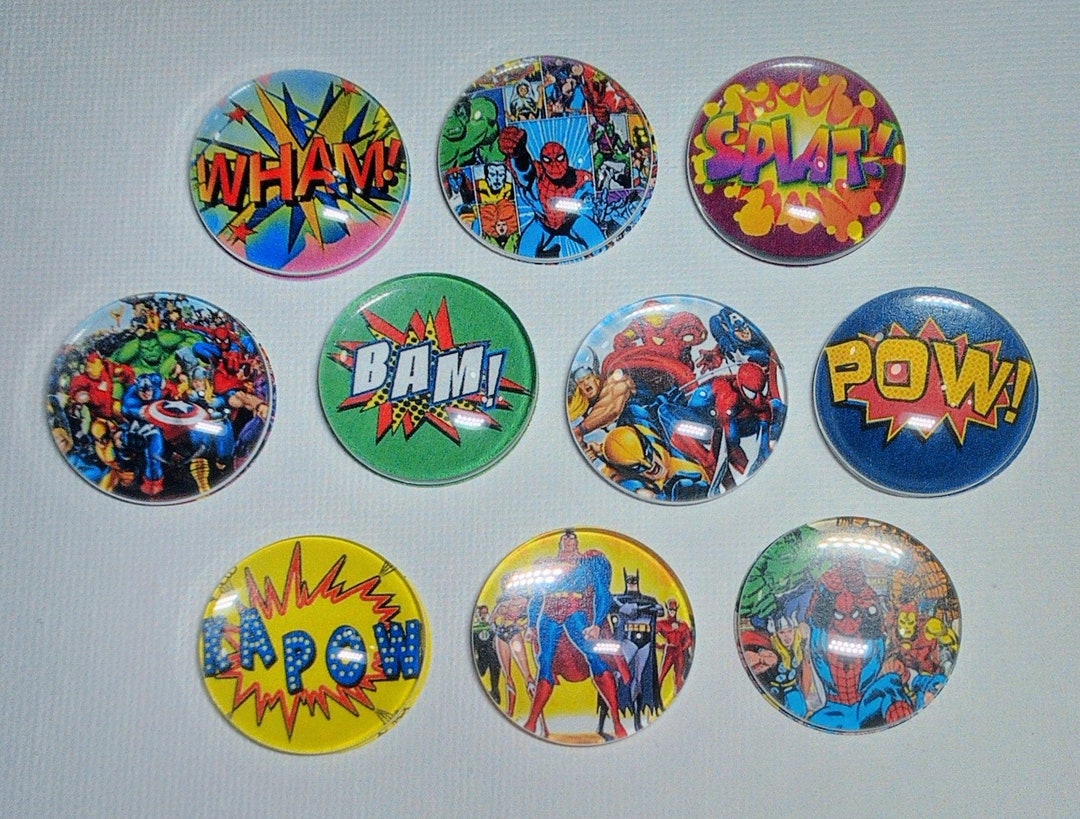 GUYS MAGNET Set of 10 One Inch Round Glass Dome Retro Vintage Gift Him ...