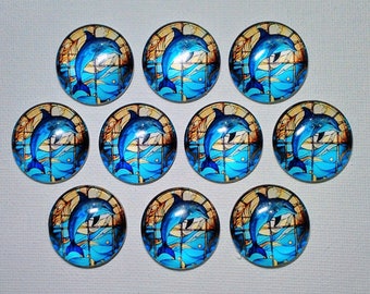 DOLPHIN FISH Magnets Set of 10 One Inch Round Glass Dome Gift Ocean Life Sea DoLPHIN Lover Birthday Beach House Friend *ALL SaME DeSIGN*