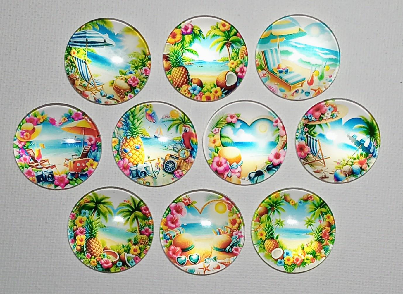 TROPICAL BEACH LOVE Magnets Set of 10 One Inch Round Glass Dome - Etsy