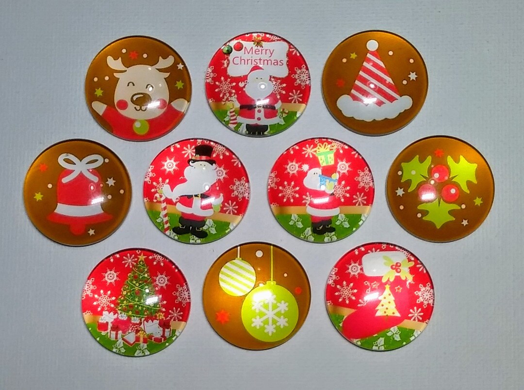 HOLIDAY Magnet Set of Ten One Inch Round Glass Dome - Etsy