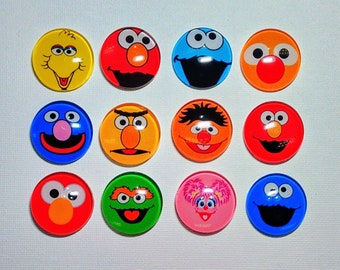 FACES We All Know And Love MAGNET Set of 12 One Inch Round Glass Dome Childhood Fun Birthday Mom Grandma Friend Relative Thanks Hang Artwork