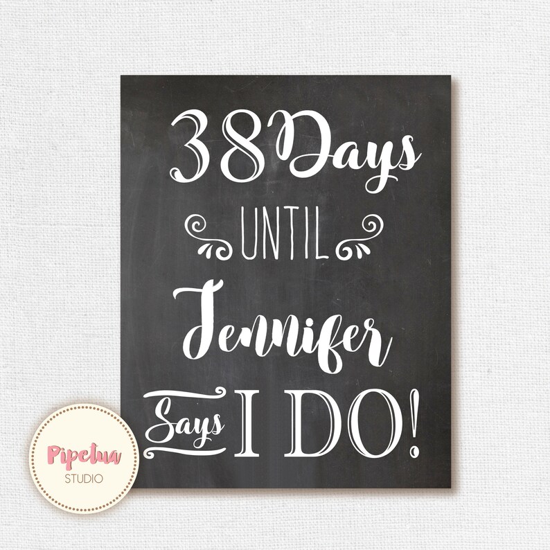 Days Until I Do Sign Printable. Bridal Shower Sign. Chalkboard | Etsy