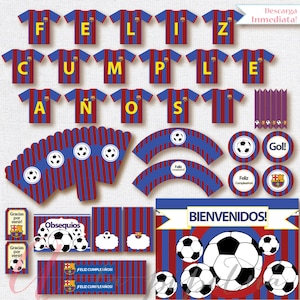Barcelona. Imprimibles Barcelona para Cumpleaños. Fiesta de Cumpleaños de Barcelona. Imprimibles de fútbol para cumpleaños. Fiesta Barcelona