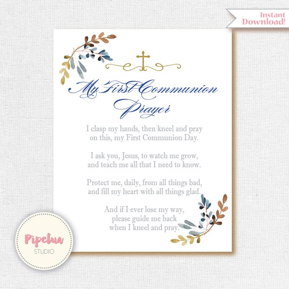 First Communion Prayer. Communion Prayer. Boy First Holy Etsy