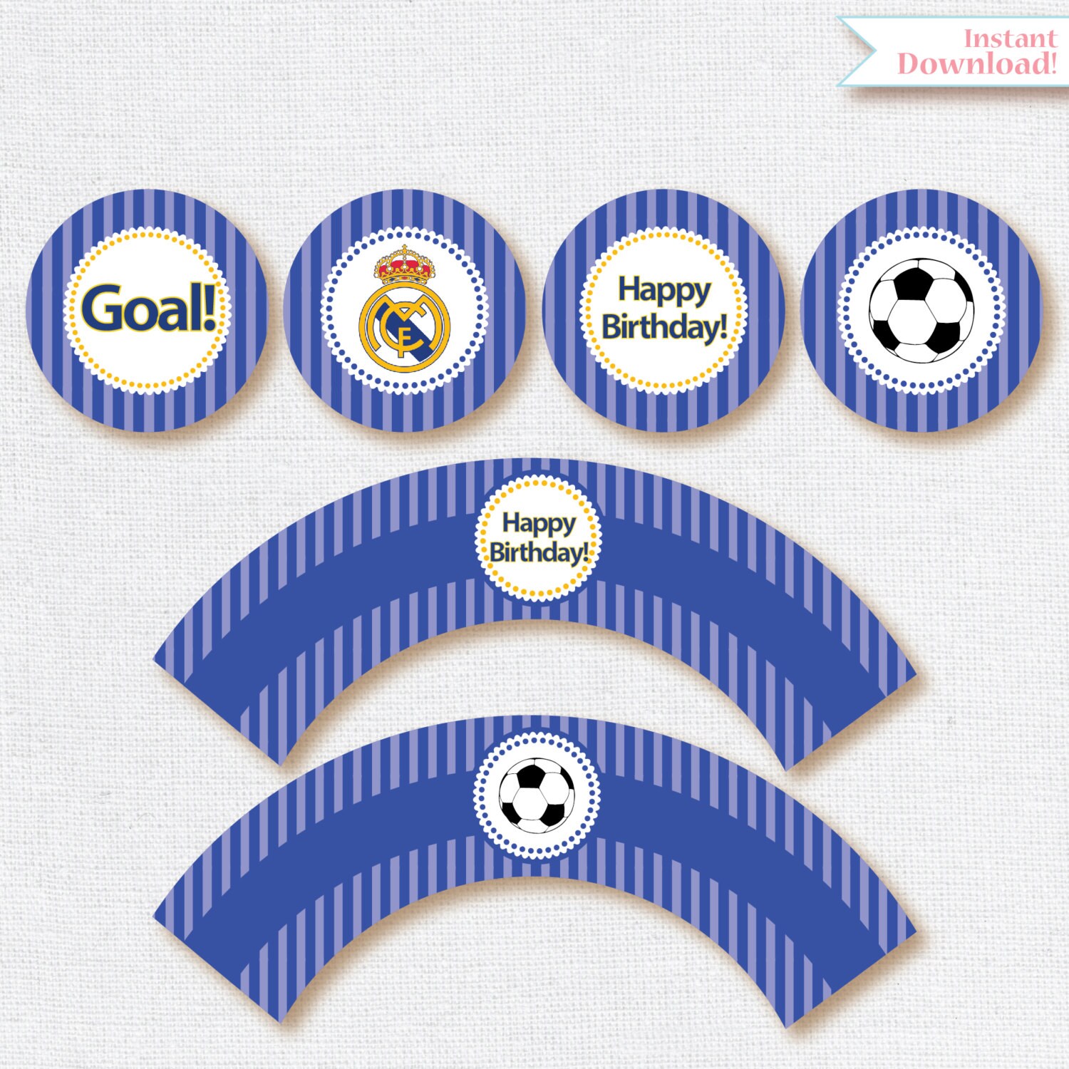 Real Madrid printables. Real Madrid birthday party. Soccer | Etsy