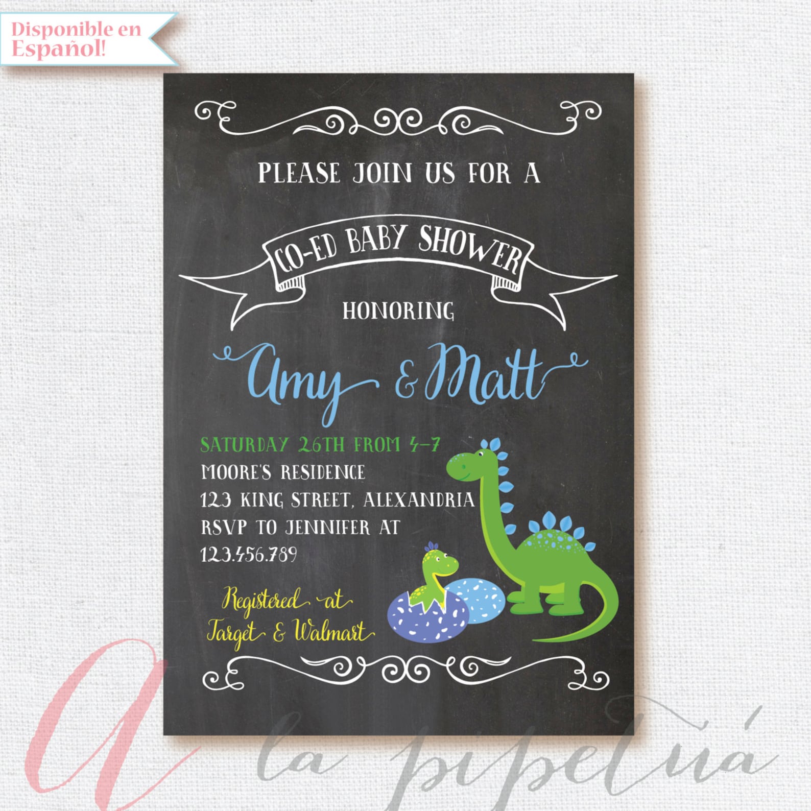 Dinosaur Baby Shower Invitation. Coed Babyshower. Dino Etsy