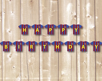 Fußball-Fahne. Fußball Geburtstagsfahne. Fußball Banner. Fußball zum Ausdrucken. Barcelona Drucke. Alles Gute zum Geburtstag Fahne. Junge Fußballfahne.