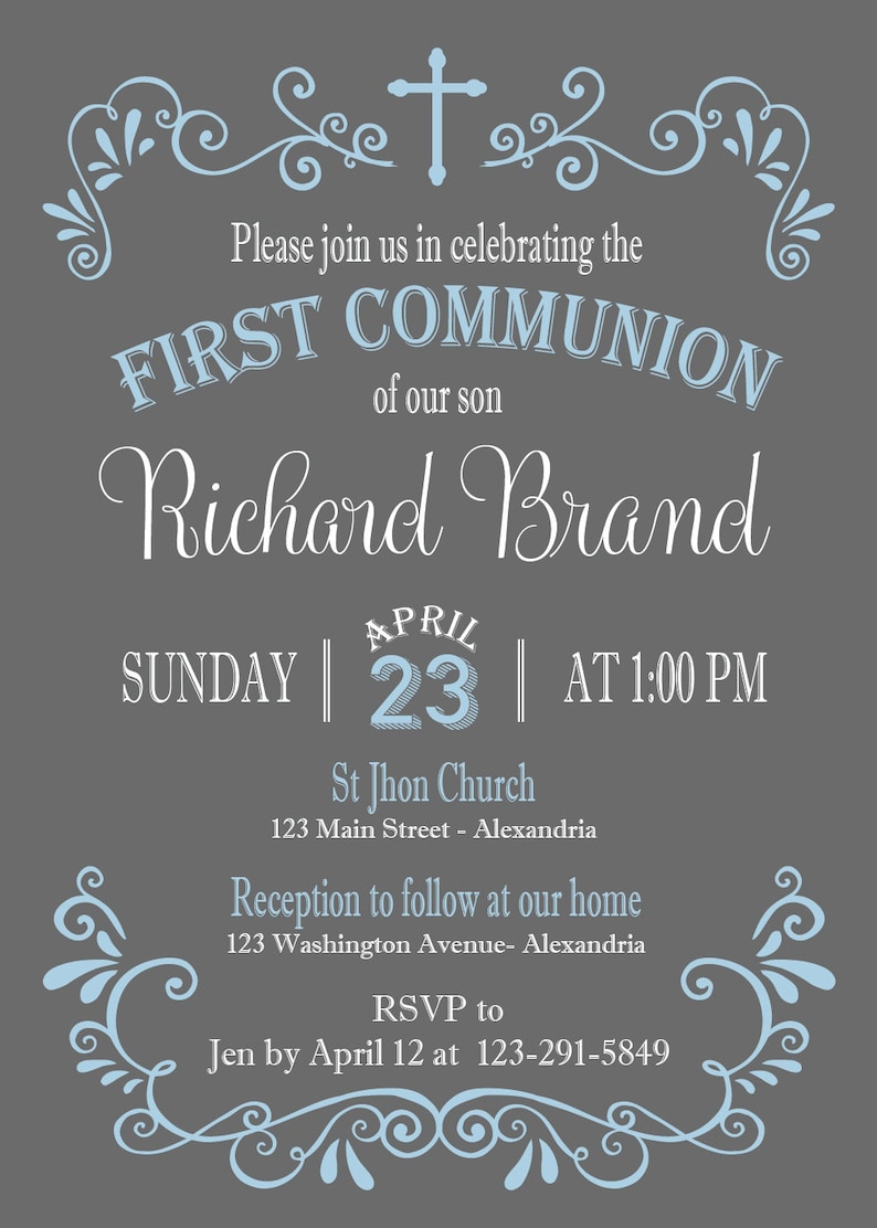First Communion Invitation. First Holy Communion. Printable Etsy
