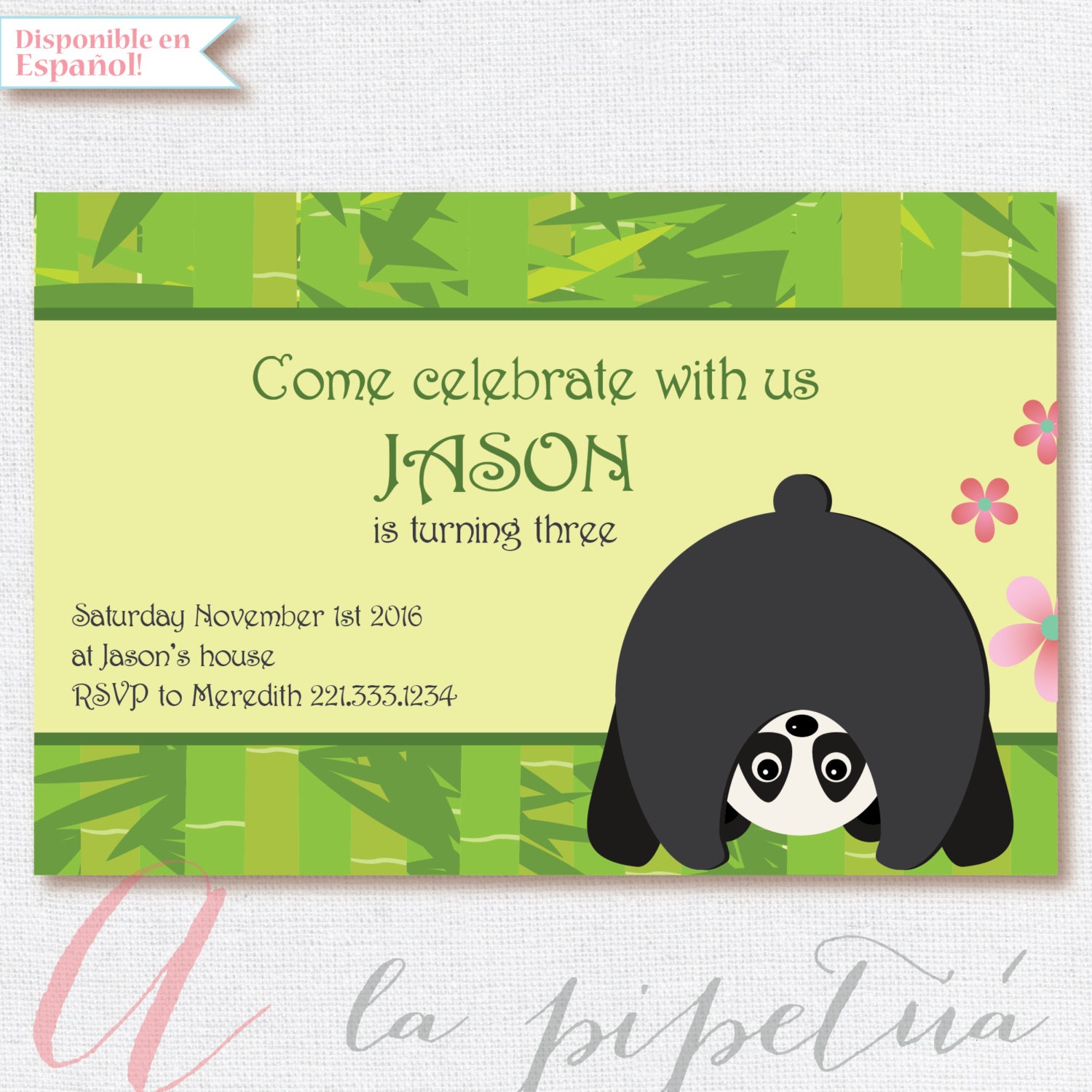 Panda invite. Printable panda invitation. Panda birthday | Etsy