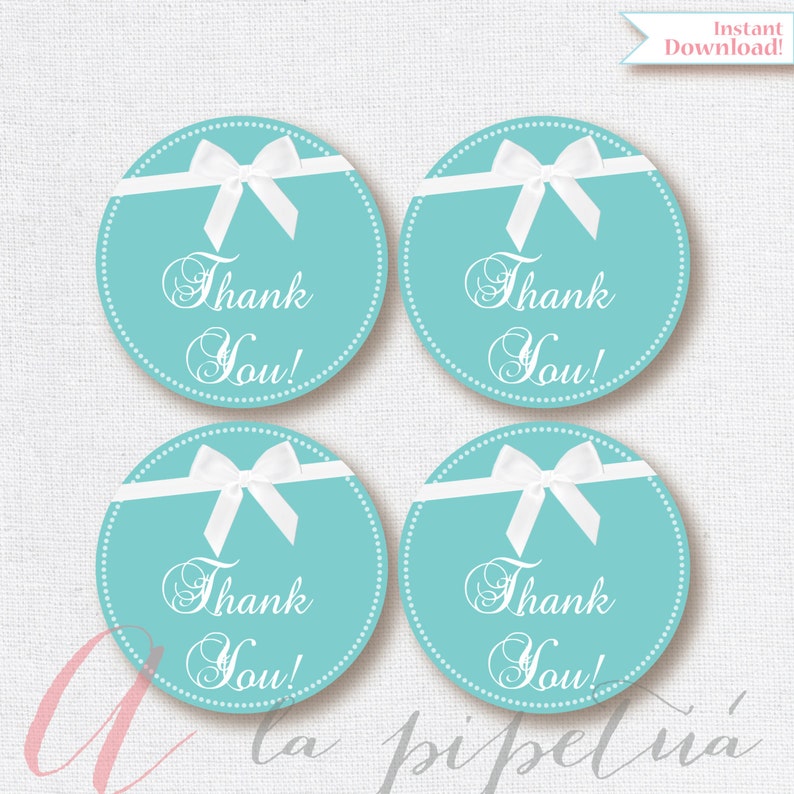 Thank You Favor Tags .Blue tags. Printable tag. INSTANT DOWNLOAD image 1