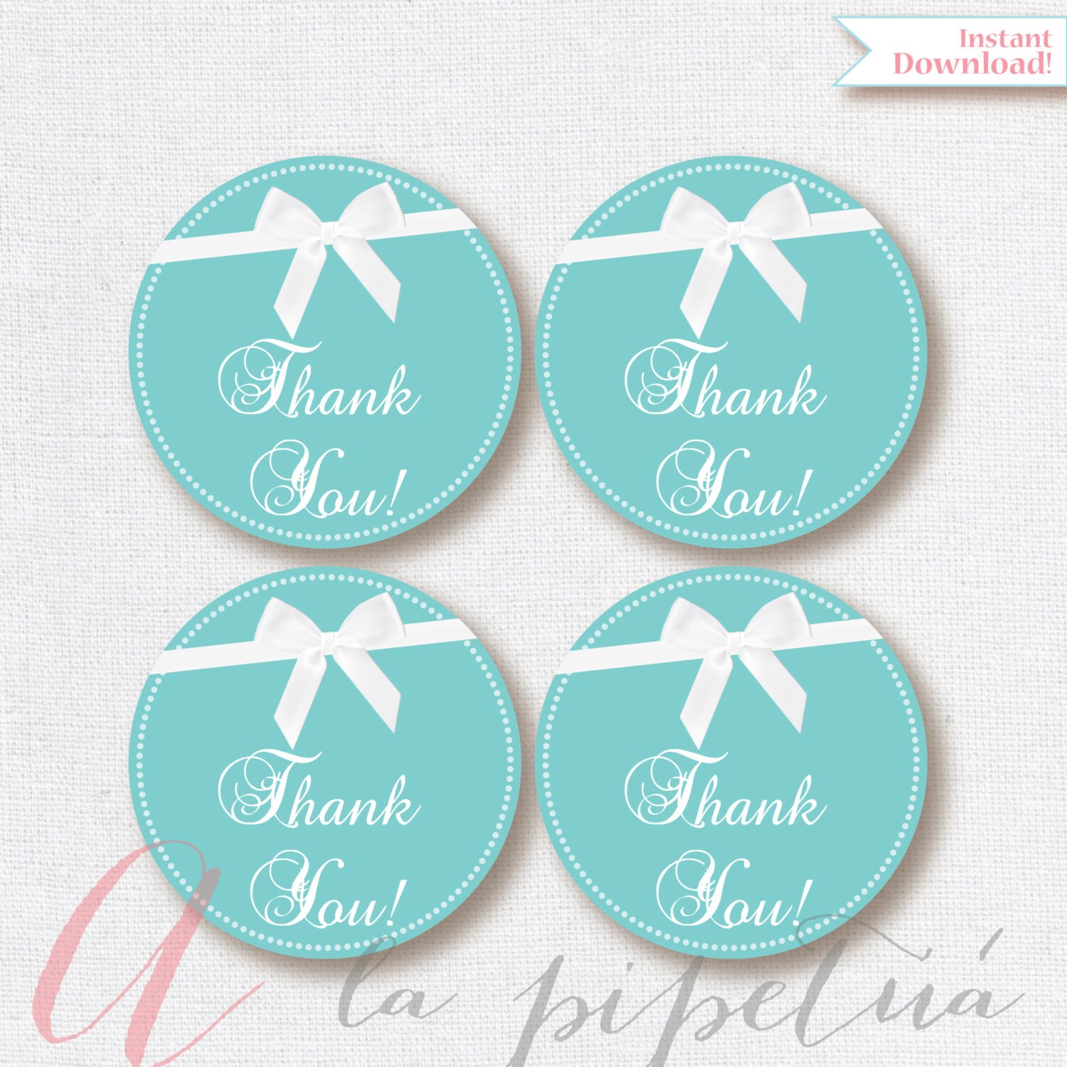 Thank You Favor Tags .blue Tags. Printable Tag. INSTANT Etsy