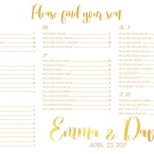Wedding Seating Chart. Printable Wedding Seating Chart. - Etsy