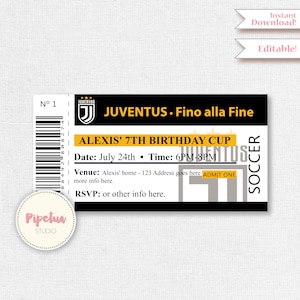 Soccer birthday invitation. Juventus invitation. Juventus birthday invite. Editable.  Printable Juventus invitation. Instant download
