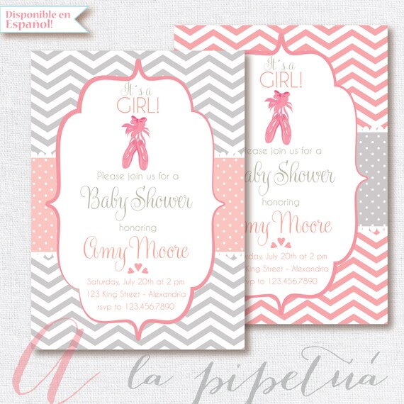 Baby Shower Uitnodiging Meisje Van De Baby Chevron Stijl Etsy