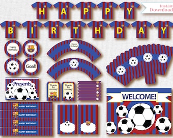 Fußball Ausdrucke. Sofortiger Download. Barcelona Printables. Passende individuelle Einladung erhältlich. Barcelona inspirierte Printables.