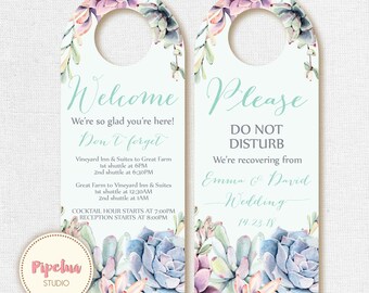 Wedding Door hanger. Succulent Wedding. Printable Wedding Door Hanger. Succulent Wedding door hanger. Succulent door hanger.