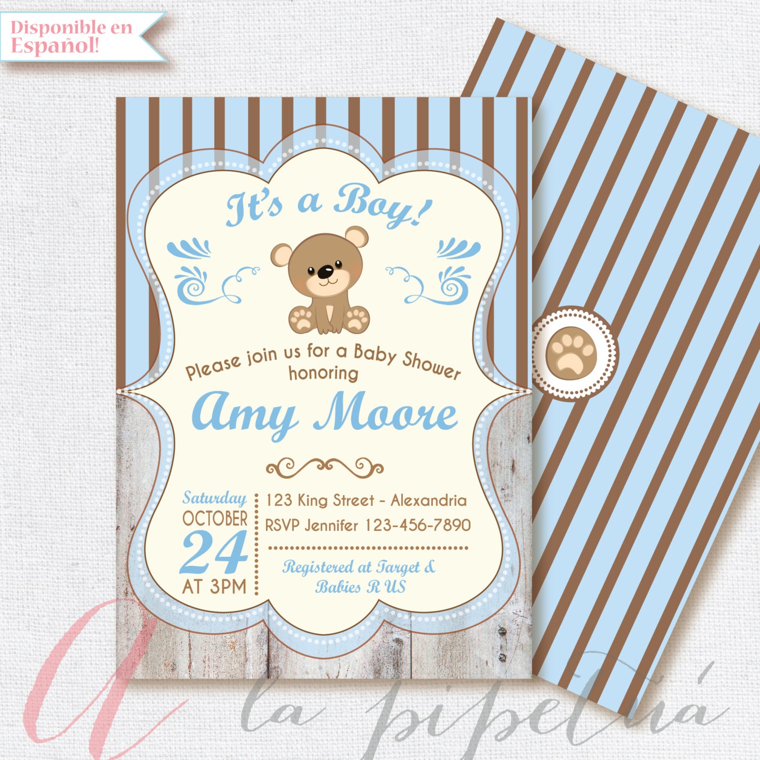 Baby Shower Invitation. Baby boy. Bear babyshower invite. Etsy